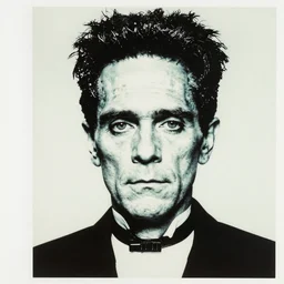 frankenstein silk screen portrait by andy warhol, butcher billy style