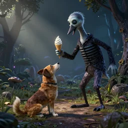 the dummy from goosebumps shares an ice cream with a dog