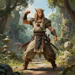 kawaii, dynamic brush strokes, linear gamma, dynamic pose, natural light, dissolution filter, turbulence filter, costume design made by nordic tribes, sophisticated composition, old masters light composition, procedurally generated, epic human character posing for concept art, beautiful ancient garden behind, substance designer, pbr, ultra detailed, hyperrealistic, megascans, volumetric light, concept by master artist, made in paint tool sai 2, trending pixiv face