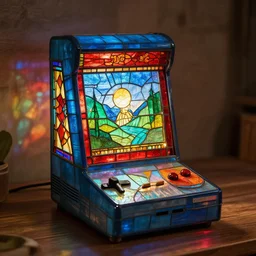 stained glass retro gaming console