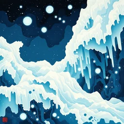 a beautiful painting kappa of ice, by ukiyo - e award - winning art color screen printing