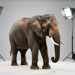 photo still of elephant, 8 k, studio lighting bright ambient lighting key light, 8 5 mm f 1. 8
