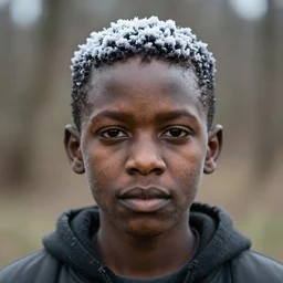 black boy with frozen head