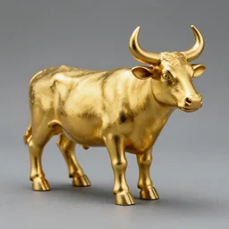 a realistic detailed photo of a golden calf, shiny gold, a statue, golden calf idol