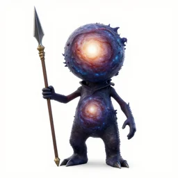 galaxy type pokem on hyperrealistic, produced by guillermo deltoro, holding a spear
