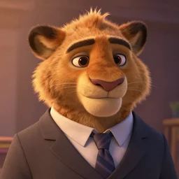 a film still from the movie zootopia main character portrait anthro anthropomorphic mountain lion head animal person fursona wearing suit and tie pixar disney dreamworks animation sharp rendered in unreal engine 5 octane key art by greg rutkowski bloom dramatic lighting modeling expert masterpiece render