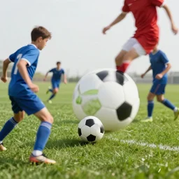 incredible absurd surreal closeup photoshoot advertisement for soccer team, people playing soccer in the style of tim walker and by michael bay action movie vsco film grain