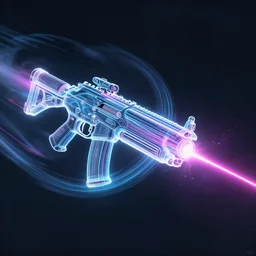 laser pulse rifle, future outlined by whirling illuminated neon lines, outrun, vaporware, shaded flat illustration, digital art, trending on artstation, highly detailed, fine detail, intricate