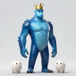 a a tall blue man with scales and short arms, wearing a golden crown, by craola and tooth wu and pixar, concept art, digital illustration, trending on artstation