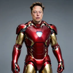 Elon Musk wearing a Tesla Iron Man suit