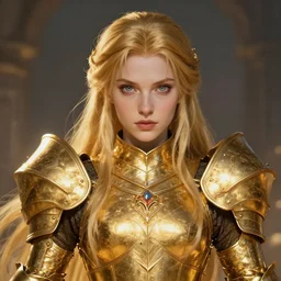 magical,Edelgard Fire Emblem in golden armor, highly detailed face , fantasy concept art by J.Dickenson and Greg Rutkowski