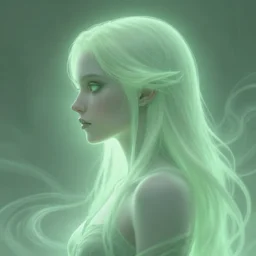 side portrait, imogen poots, deathknight, gloomhaven, soft, smooth, luminescent, haunting, pale green backlit glow, evil inky swirly ripples, sickly colors, anime, realistic shaded lighting poster by greg rutkowski, magali villeneuve, artgerm, jeremy lipkin and michael garmash and rob rey