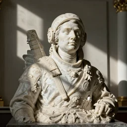 18th century historical marble sculpture of Yury Gagarin first space flight, Hermitage museum catalog photography,