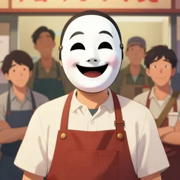 portrait of a cinematic still of miyamotoas as the happy mask salesman!!, art by lois van baarle and loish and ross tran and rossdraws and sam yang and samdoesarts and artgerm and saruei and disney, digital art, highly detailed, intricate, sharp focus, trending on artstation hq, deviantart, 4 k