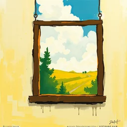 go under the window, meaningful, abstract, illustration, metaphoric, painting