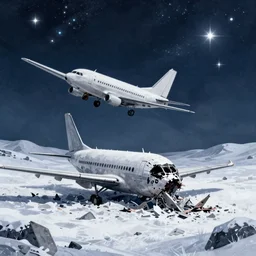 plane crash 1 9 2 0 landscape stars snow detailed illustration surrealism by klimczak