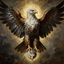 Half human, half eagle, symetry, very detailed, painting in style of Leonardo Da Vinci