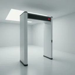 in - game screenshot cctv footage of a large white empty breakroom with a security checkpoint, retrofuturist liminal space, familiar place, clean, black mold, amateur, unreal engine, photorealistic, trending on artstation