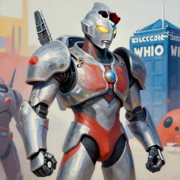 greg manchess portrait painting of armored casshern from casshan ultraman cyberman from doctor who cyborg gay hungarian - american - japanese hybrid man as overwatch character, medium shot, asymmetrical, profile picture, organic painting, sunny day, matte painting, bold shapes, hard edges, street art, trending on artstation, by huang guangjian and ail elvgren and sachin teng