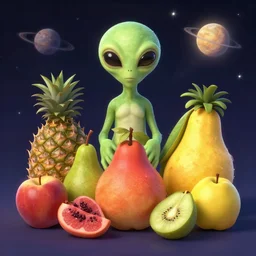 an assortment of fruits from an alien planet