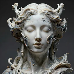 epic beautiful intricate and detailed concept art. abstract female face vivid liquid fluid god. sculpture, no background