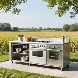 a tidy outdoor kitchen on a field by aertsen pieter