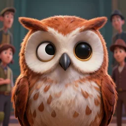 a cinematic portrait of the happy mask salesman owl, half - moon eyes, ginger, art by lois van baarle and loish and rossdraws and sam yang and samdoesarts and artgerm and saruei and disney, digital art, highly detailed, intricate, sharp focus, trending on artstation hq, deviantart, unreal engine 5, 4 k uhd image