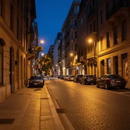 a beautiful city street at night