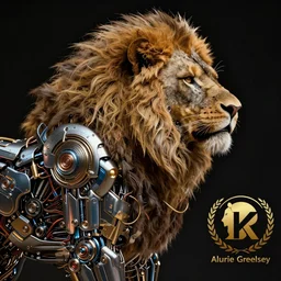 vibrant ultra clear sideview portrait of cybernetic lion, lion cyborg by laurie greasley magritte gustave dore, low contrast, cinematic dramatic lighting, hyper realistic detailed intricate render, hypermaximalist, ornate, epic composition, 4 k 8 k, octane blender, sharp focus, concept art, masterpiece award winning