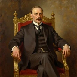 portrait of mustafa kemal ataturk sitting on a royalty throne, oil on canvas by rembrandt