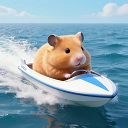 a hamster inspired speed boat in the ocean, 4 k, highly - detailed, concept render art