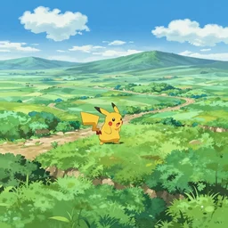 vintage ghibli pokemon sword and shield matte painting landscape with no pokemon, no creatures, wide vista