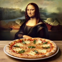 Leonardo Da Vinci painting of a Pizza Magaritha