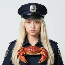 wigs on crabs with hair, blonde wigs, under arrest, arrested, police