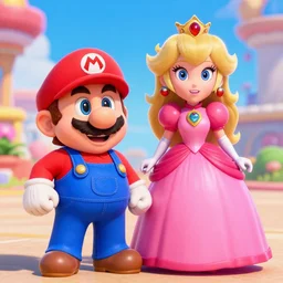 super mario and hispanic princess peach spicy latina in pixar animated movie 4k octane render