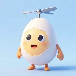turned egg shaped cartoon creature with propellers on the forehead