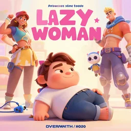 poster for a comedy film animation called lazy woman, 8 k, hd, art by overwatch art team