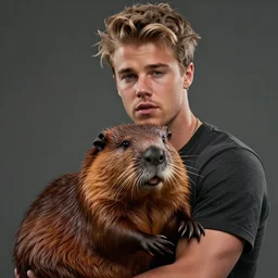 hyperrealistic dslr film still of justin bieber holding his pet beaver, stunning 8 k octane comprehensive 3 d render, inspired by istvan sandorfi & greg rutkowski & unreal engine, perfect facial symmetry, dim volumetric cinematic lighting, extremely lifelike and hyper - detailed, incredibly real lifelike attributes & flesh texture, intricate, masterpiece, artstation, stunning