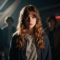 stranger things scene featuring a young kate bush, dramatic lighting, cinematic