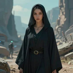 a portrait of a sorceress in an abaya. cyberpunk, in a scenic environment by artgerm, tom bagshaw and hildebrandt, trending on artstation, concept art, sharp focus, illustration