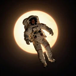 long shot of emma watson as an astronaut floating alone in space silhouetted against the sun, dramatic backlighting, golden hour, low - key lighting, kodachrome, color contrast, high contrast, highly detailed, sharp focus, digital painting, concept art, illustration, trending on artstation, art by greg rutkowski + greg hildebrandt + alphonse mucha
