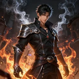 necromancer with fire and smoke and thunder, attarctive face, handsome man, anime key visual, final fantasy, highly detailed, sharp focus, concept art, league of legends, style by shumolly and monable and artgerm and greg rutkowski and jo chen and makoto shinkai and kyoto animation and alphonse mucha