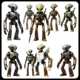 character sheet designs for alien robots by vincent di fate