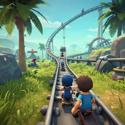 gameplay screenshot of roller coaster in sea of thieves, unreal, 4 k