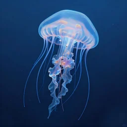 detailed jellyfish in space, blue tones, underwater, full frame, highly detailed, digital painting, artstation, concept art, smooth, sharp focus, illustration, art greg rutkowski and alphonse mucha