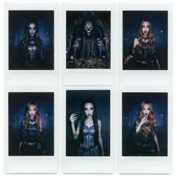 ominous polaroid photo character designs sheet of scary entity cryptid designed by stephen gammell, midnight haunted playground, midnight, weirdcore, deep aesthetics, global illumination