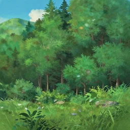 forest lanscape panorama by makoto shinkai in pixar style backdrop gouache