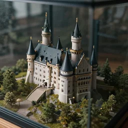 aerial photo of castle in a terrarium, sigma 5 0 mm f 1. 4, cinematic macro photography