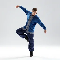stoic breakdancer frozen mid-move, detailed 3d character render, full body, standing, isolated on a pure white background, centered, whole figure in frame, sharp focus, studio lighting