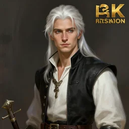 a young Nikolaj Coster-Waldau with white hair, a white tunic and a black vest, fantasy art, digital painting, by Heise Jinyao, Heise-Lian Yan Fang, feimo, Richard Taddei, trending on ArtStation, concept art, cgsociety, octane render, trending on artstation, artstationHD, artstationHQ, unreal engine, 8k